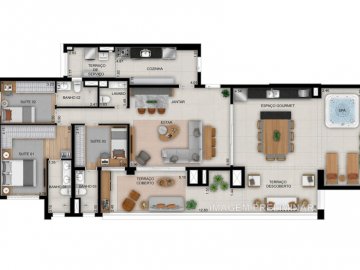 Planta 181 m 3 suites - Penthouse