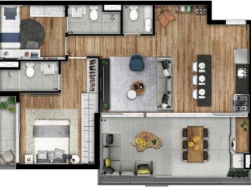 Planta 88 m� com Living ampliado