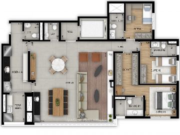 planta 144 m� 3 su�tes