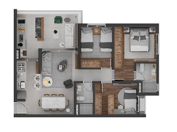 Planta 3 dormit�rios 81 m�