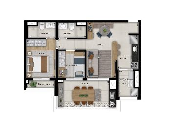 Planta 70 m2 2 dormit�rios