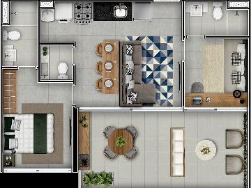 Planta 67 m� com 2 Su�tes