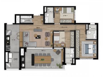 Planta 108 m � 3 suites