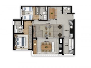Planta 90 m� 2 su�tes