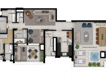 Planta Penthouse 162 m� 3 dormit�rios