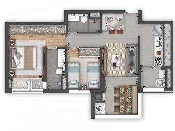 Planta 2 dormit�rios 66 m�