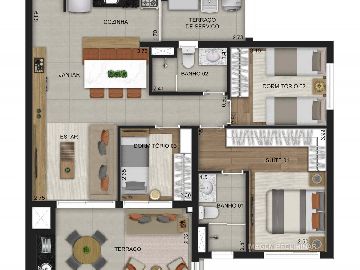 Planta 3 dormit�rios 87 m�