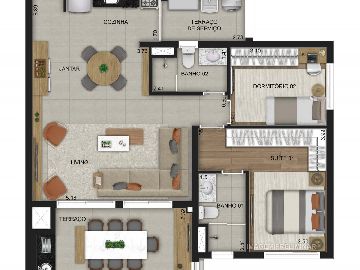Planta 87 m�op��o 2 dormit�rios 