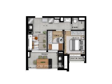 Planta 48 m� 2 dormit�rios