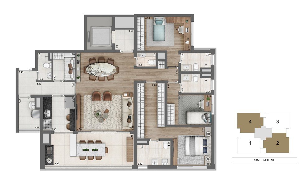 Planta 149 m² padrão