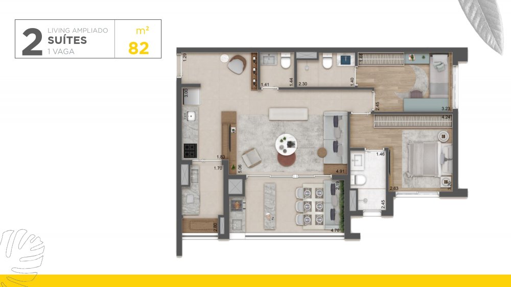 Planta 82 m² opção