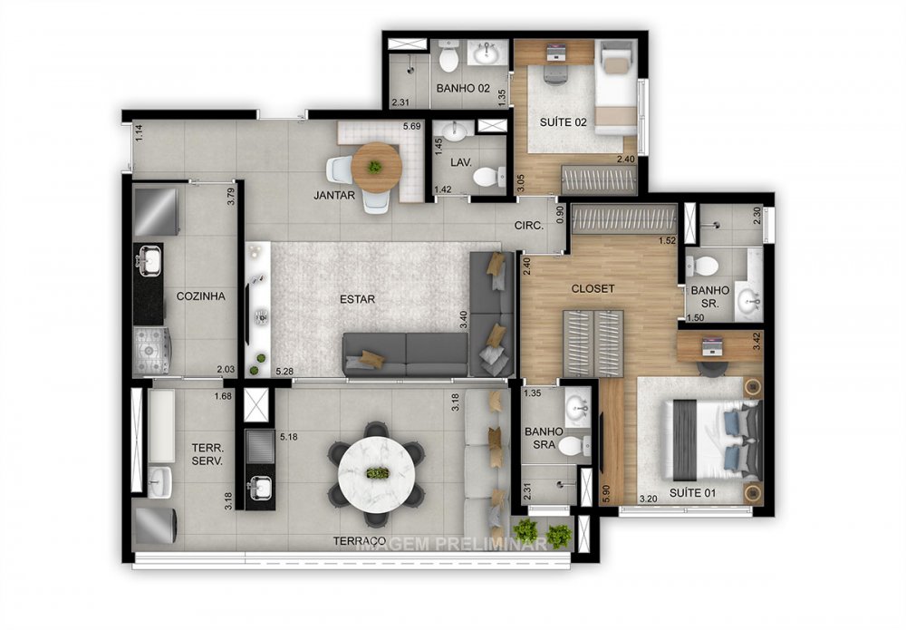 Planta 112 m² opção