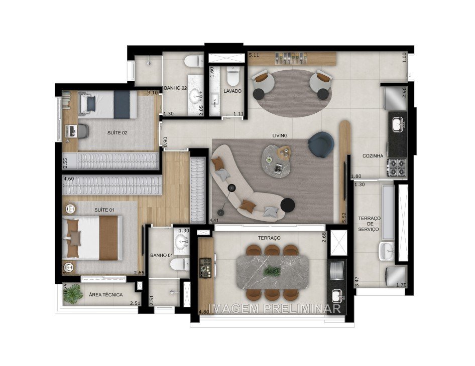 Planta 92 m² opção