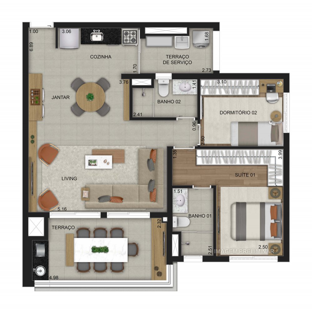 Planta 87 m² opção