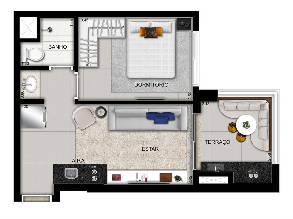 PLANTA 1 DORMITÓRIO