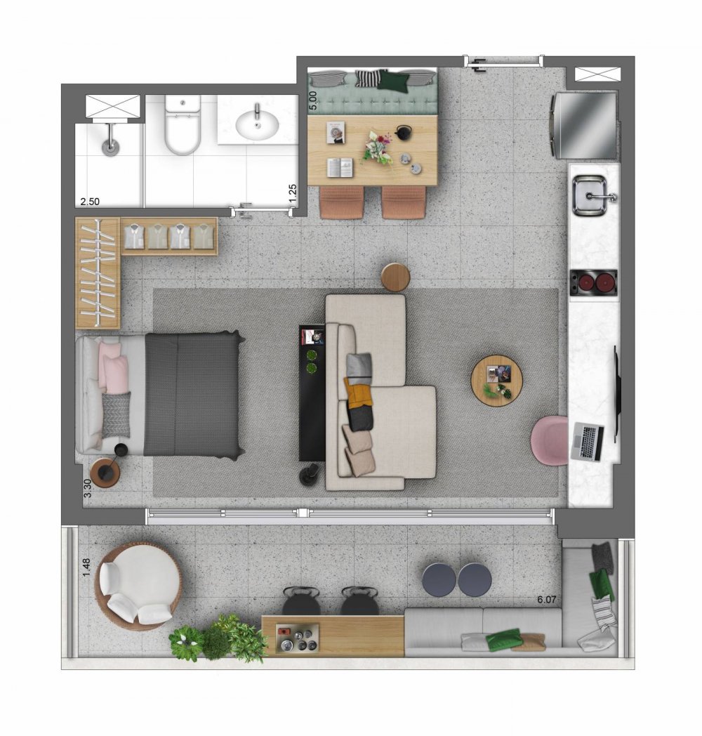 Planta 43 m² opção