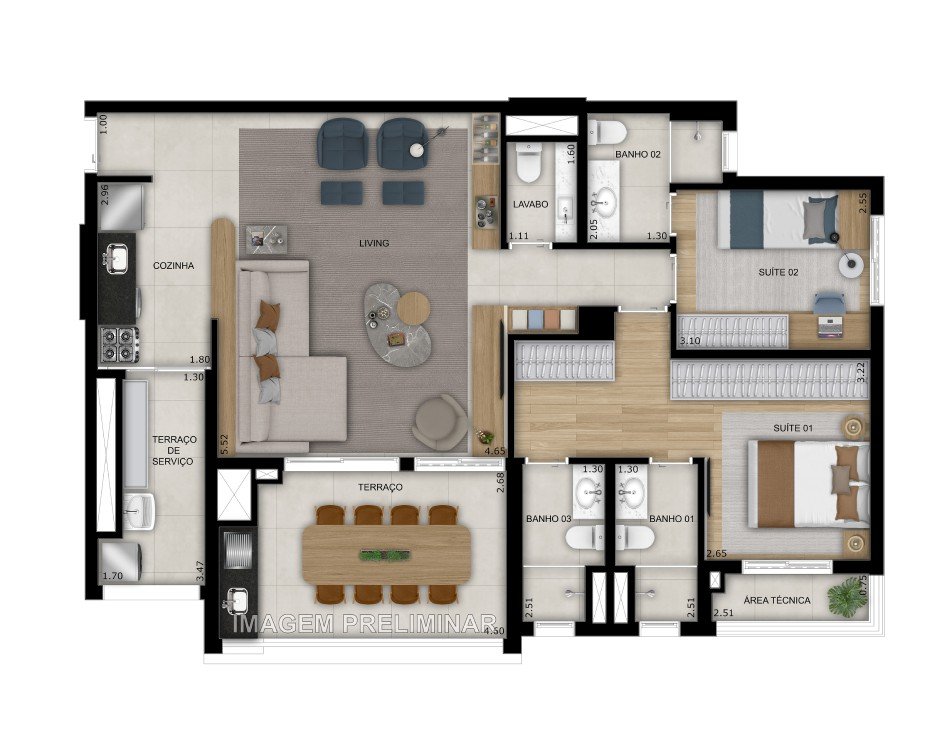 planta 103 m² opção