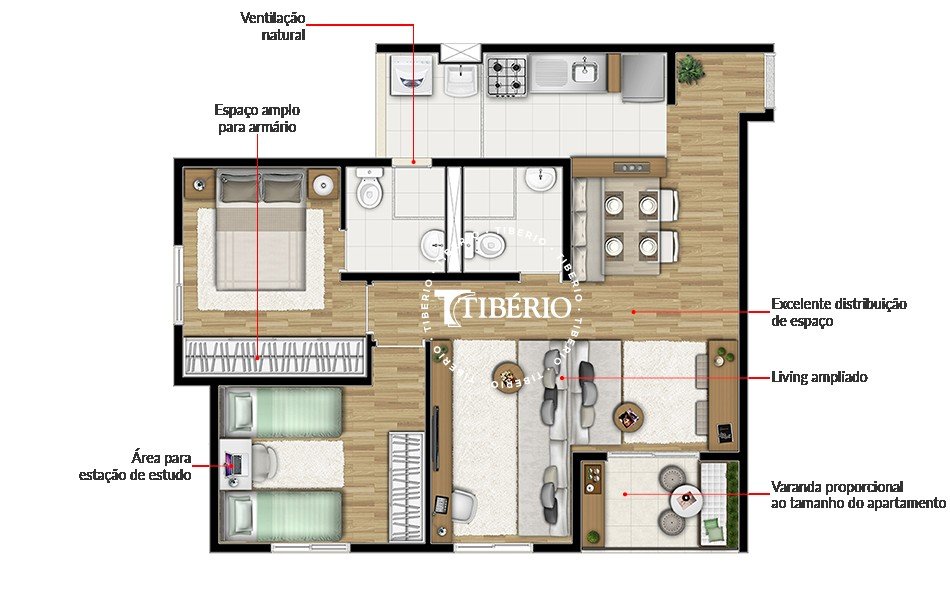 Planta 61 m² opção