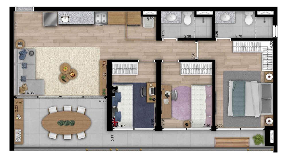 84 M² 3 DORMITÓRIOS