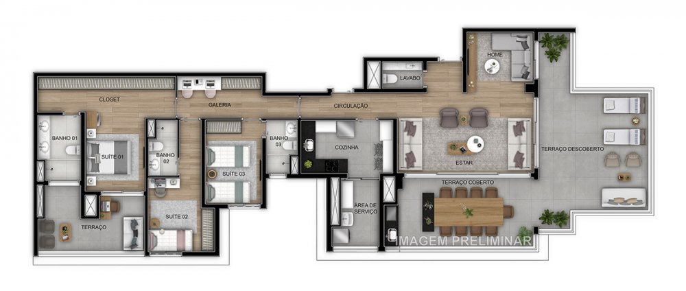 planta penthouse 204 m²