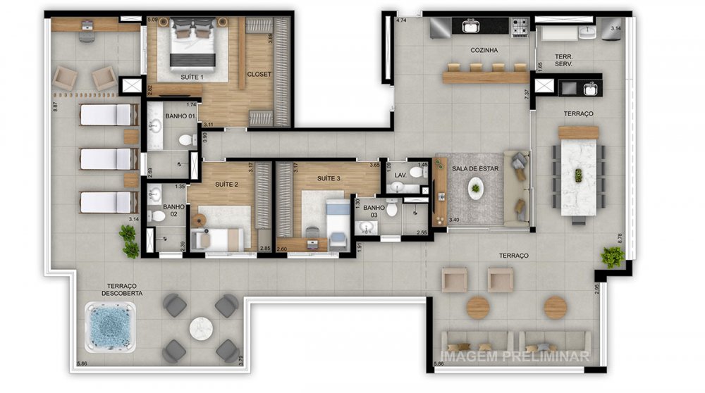 Planta penthouse 235 m�
