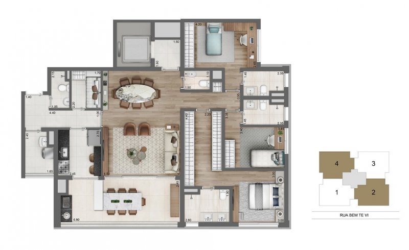 Planta 149 m² padrão