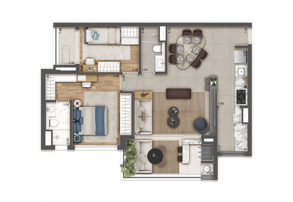 planta 79 m² opção