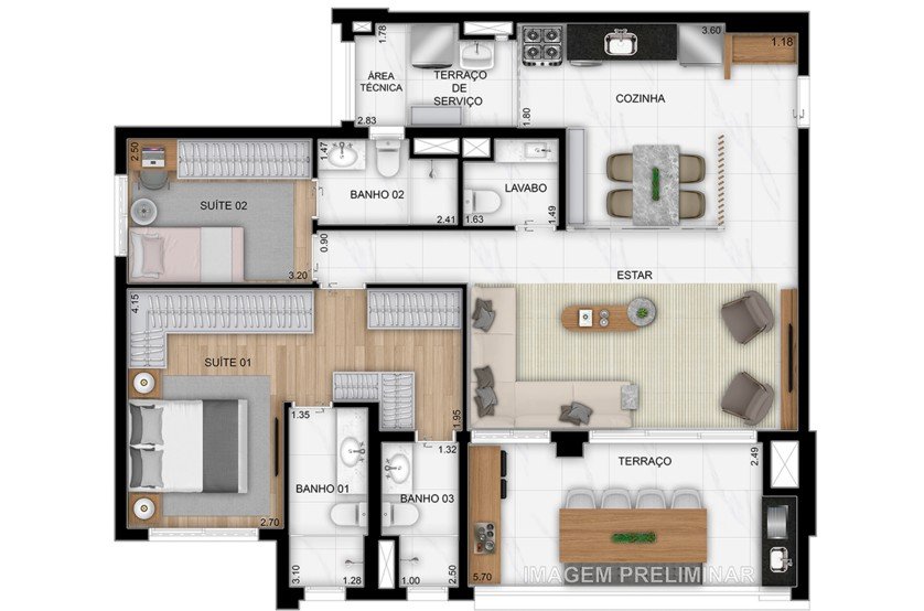 Planta 110 m² opção