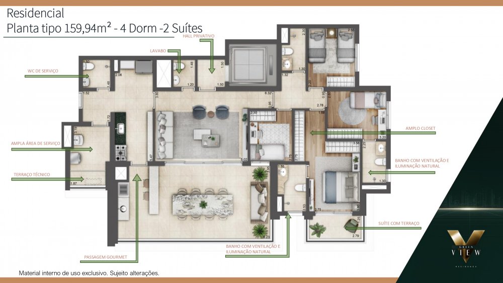 Planta 159 m� 4 dormit�rios