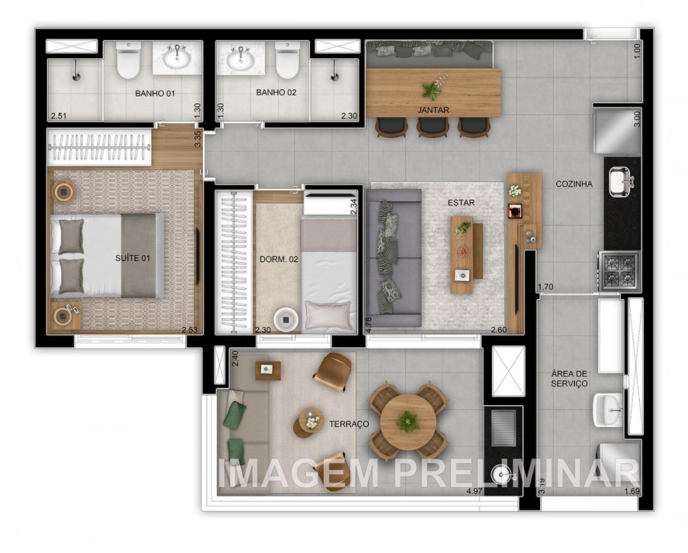 Planta 2 dorms 70 m�
