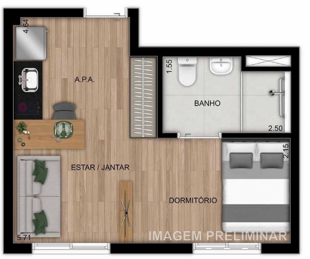 Planta 27 m� Studio