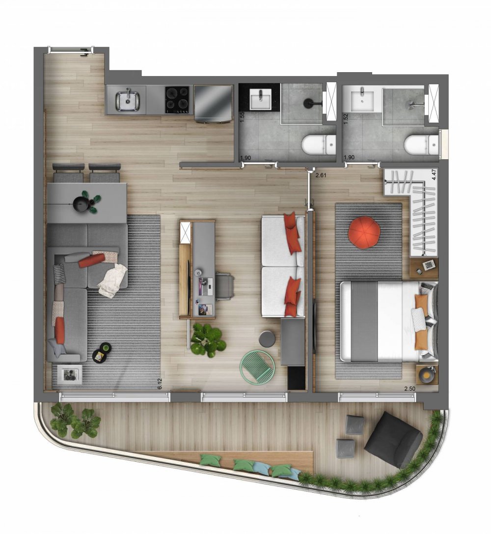 Planta 67 m² opção