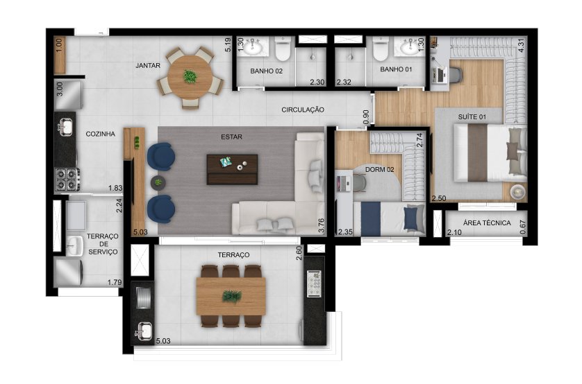 Planta 86 m² opção