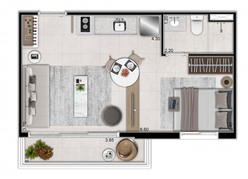 Planta 31 m² studio