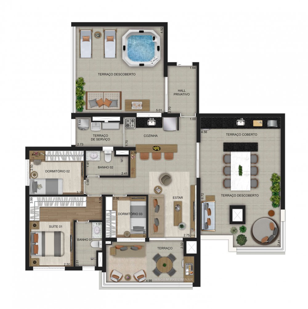 Planta 157 m² penthouse