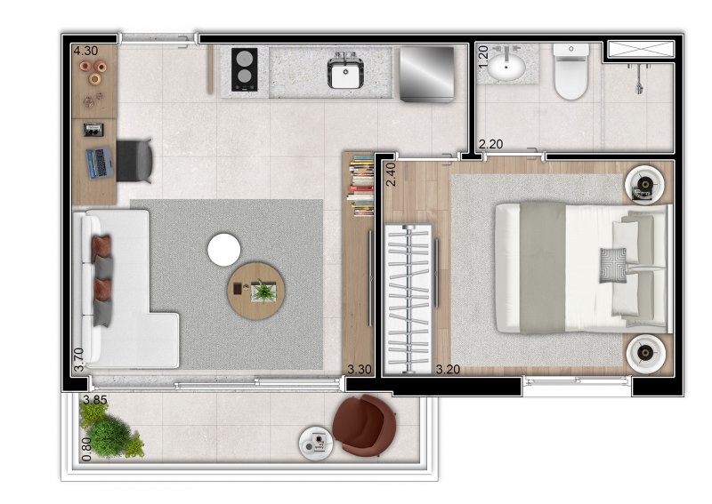 Planta 31 m² 1 dorm
