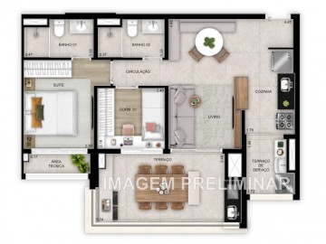 Planta 69 m 2 dormitrios