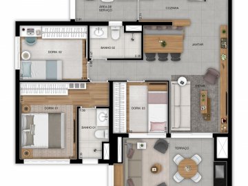 Planta 3 dormitrios 88 m opo 1