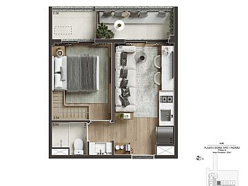 Planta 1 dormit�rio