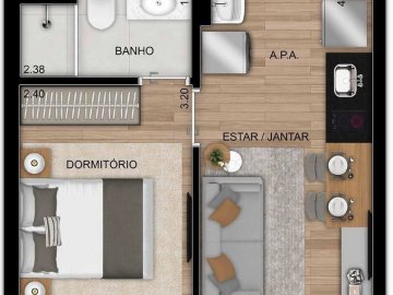 Planta 26m 1 dormitrios