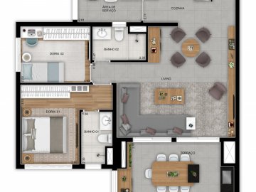 Planta 88 m opo living ampliado