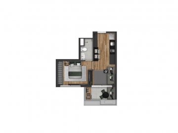 Planta 1 dormitrio residencial