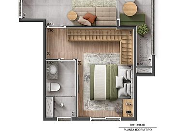 Planta 1 dormit�rio 33 m�