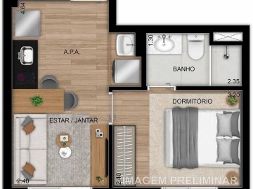 Planta 27m 1 dormitrios