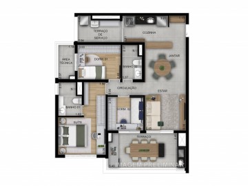 Planta 94 m 3 dormitrios 1 sute